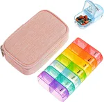 Personal Pill Dispensers with Canvas Bag: A canvas pill carrying case and a set of BPA-Free plastic pill dispenser containers. Each compartment has AM/PM morning night parts with date reminder. One day per box.